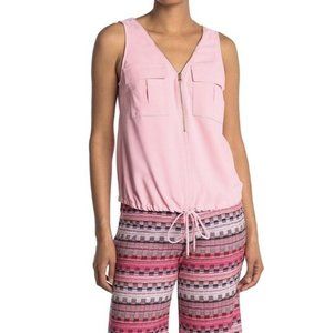 New Trina Turk 'Karmandy' Zipper-Front Sleeveless Top Pink Size XS Designer $200